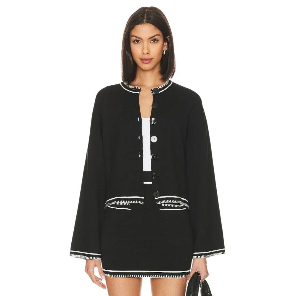SNDYS Daphne Cardigan in Black Medium New Womens Knit Sweater Jacket